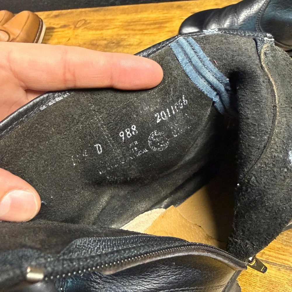 Goodyear 988 Black Leather Side Zip Ankle Boots Mens 10.5 D